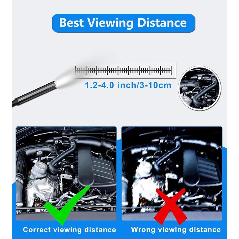 5.5mm Endoscope for iPhone, Compatible with iPad, 2.0 Megapixels HD USB C Borescope Inspection Snake Camera IP67 Waterproof with 16.4Ft Semi-Rigid Cord, 8 LED Lights