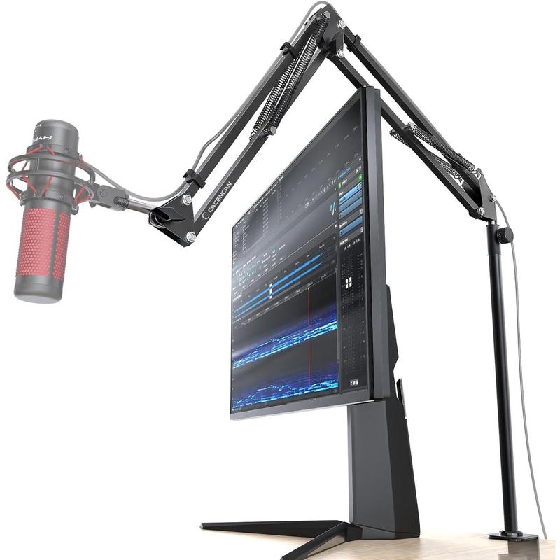 Boom Arm 360 Rotatable Microphone Stand with Desk Mount, Foldable Desk Mic Arm with 3 8'' to 5 8'' Screw Adapter, Microphone Arm for Live Streaming, Gaming, PodcastingHeightened Version