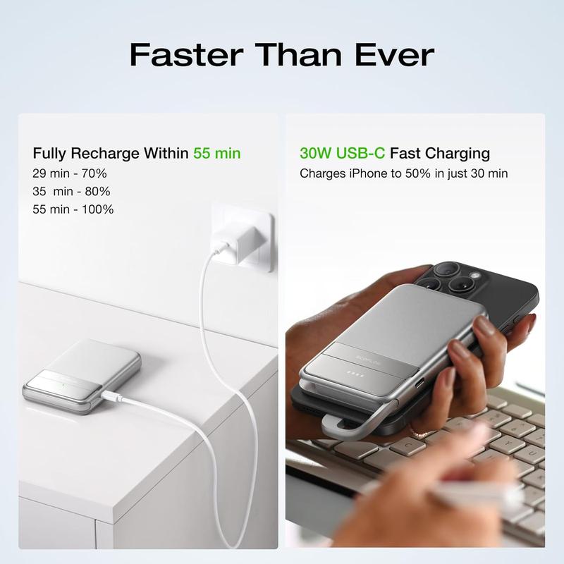 EcoFlow RAPID Magnetic Power Bank (5000mAh), Qi2 15W wireless charging Up to 30W input output