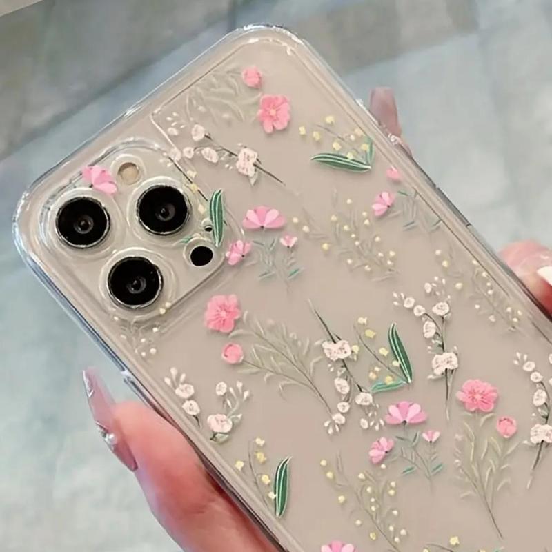 Floral Pattern Phone Case, Cute Decorative Phone Protector Cover, Phone Accessories Compatible With iPhone Series, Phone Cases