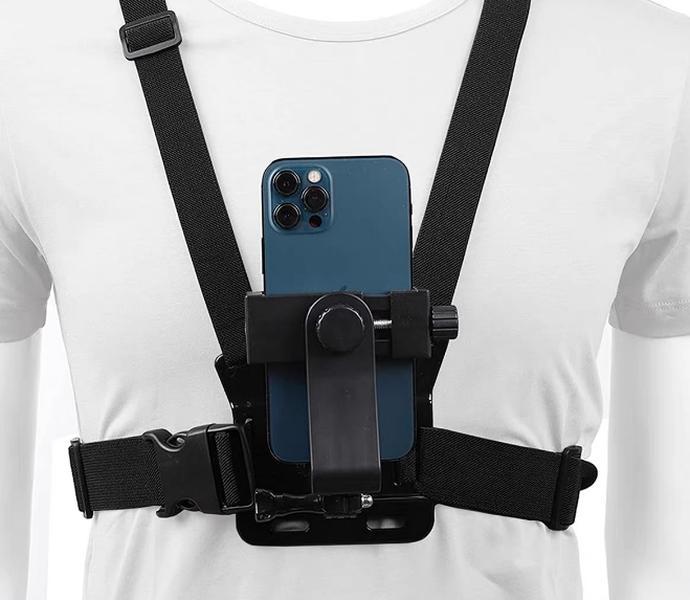 Mobile Phone and Camera Accessories - Adjustable Chest Mount Harness with Installation Bracket and Rotatable POV Holder Smartphone Cellphone cheststrap mount