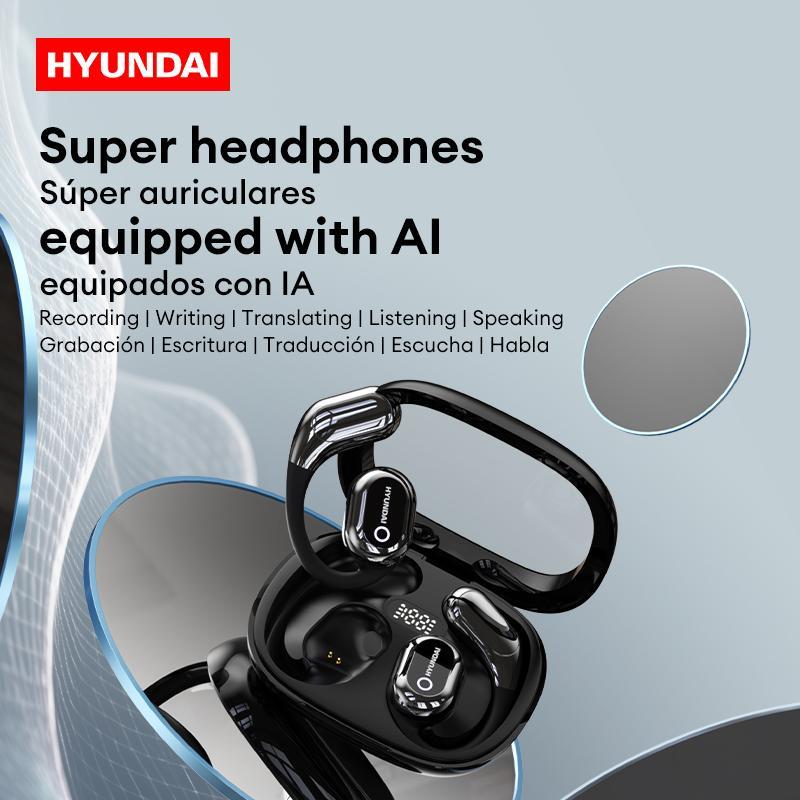 HYUNDAI Y16 Open Free Wireless AI Translation Earphonesfor Listening to Music & Calling, 75 Languages Bluetooth-compatible Translation Headphones