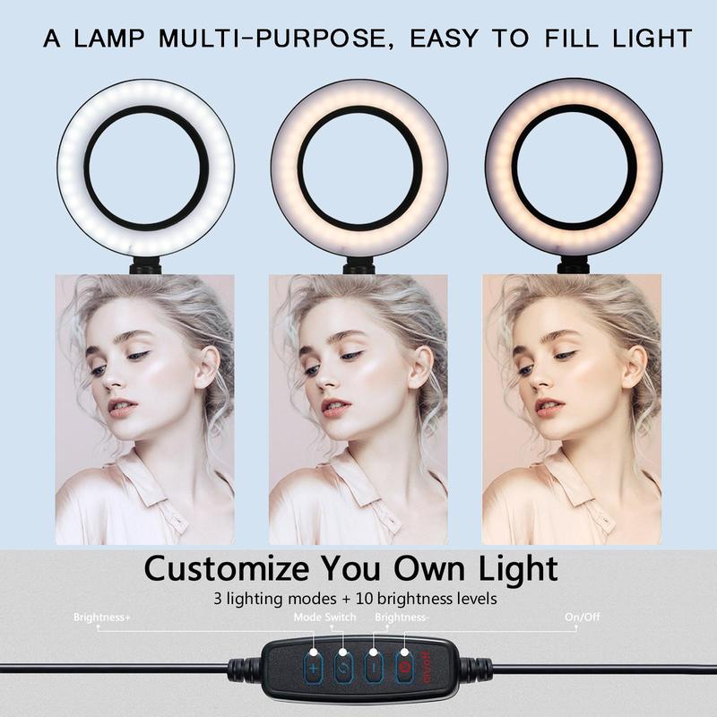 Video Conference Lighting Kit, 1 Set Selfie Ring Light with Mini Tripod Stand & Clip, Dimmable Ring Panel Lamp for Remote Working Zoom Calls Self Broadcasting Live Streaming Youtube