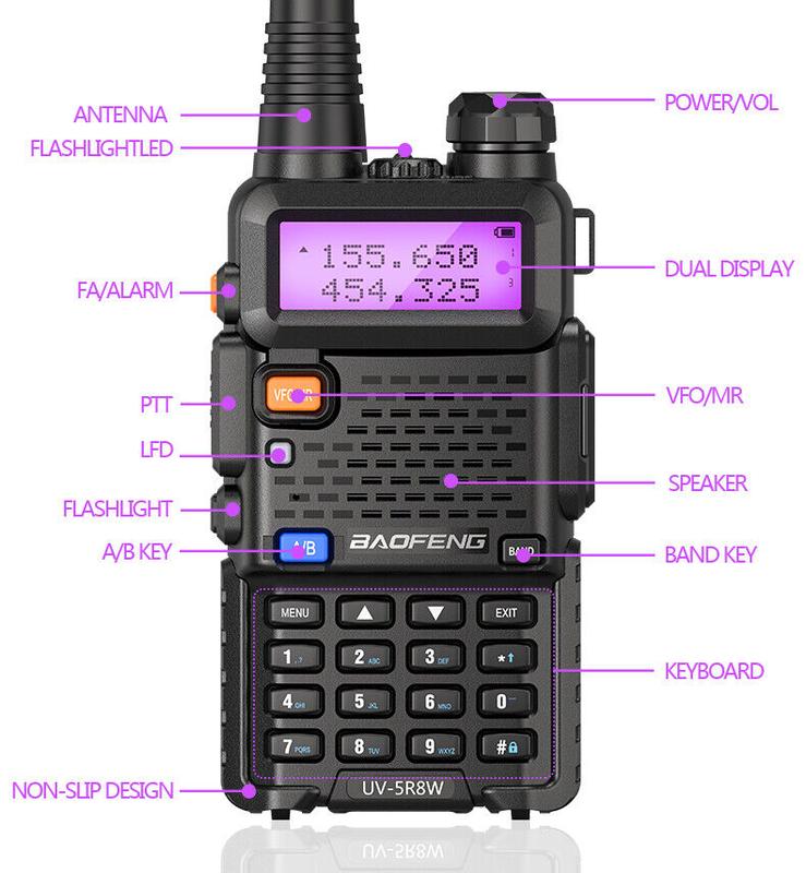 2PCS Baofeng UV-5R 8W High Power Ham Radio Dual Band Long Range Two Way Radio Walkie Talkie Handheld with Earpiece