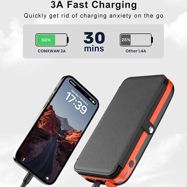 Solar Charger 27000mAh Power Bank with 4 Solar Panels and 3 USB Outputs, 3A Fast Charging Portable Charger USB C External Battery Pack, Compatible with Smartphones and Tablets, Halloween Gifts