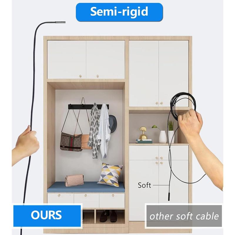 5.5mm Endoscope for iPhone, Compatible with iPad, 2.0 Megapixels HD USB C Borescope Inspection Snake Camera IP67 Waterproof with 16.4Ft Semi-Rigid Cord, 8 LED Lights
