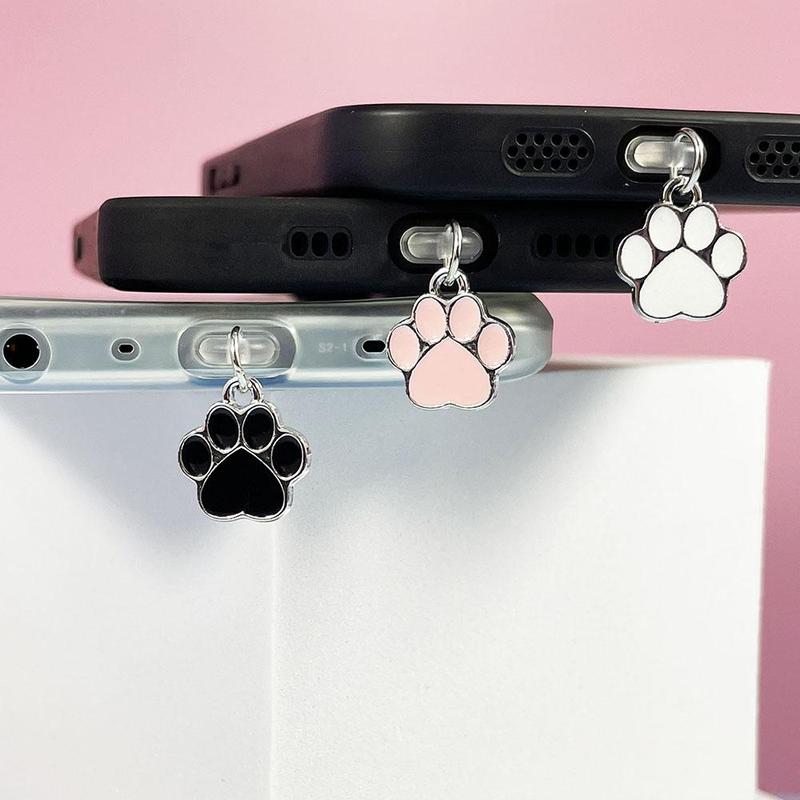 Cute Cat Paw Design Phone Dust Plug, 1 Count Phone Dust Plug Decoration, Phone Accessories for iPhone & Type-C Interface, Mobile Phone Accessories