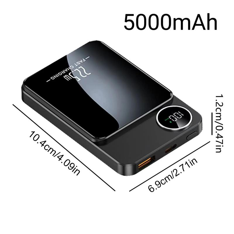 Portable Wireless Power Bank for Music Festival, 22.5W Magnetic Fast Charging Mobile Charger, Digital Display 5000mAh Power Bank, Phone Accessories