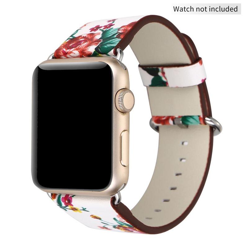 GIROUETTE Fashion Flower Pattern Watch Band (Band Only), Replacement Watch Band Compatible with iWatch Series 9 8 7 6 5 4 3 2 1, Smart Watch Accessories