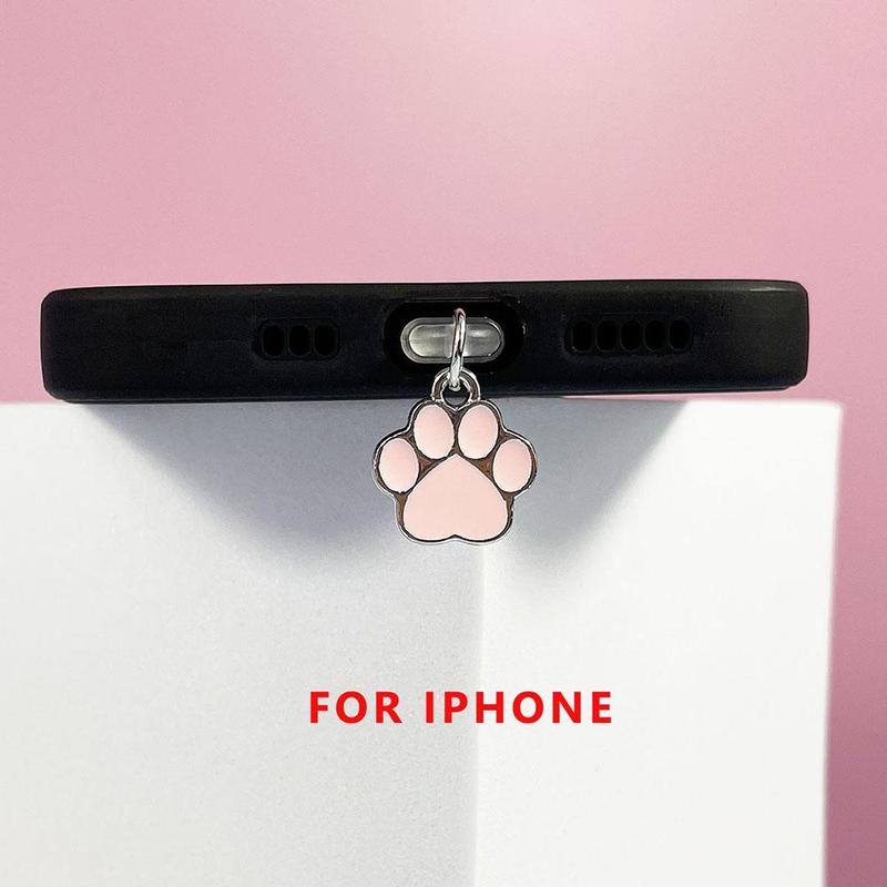 Cute Cat Paw Design Phone Dust Plug, 1 Count Phone Dust Plug Decoration, Phone Accessories for iPhone & Type-C Interface, Mobile Phone Accessories