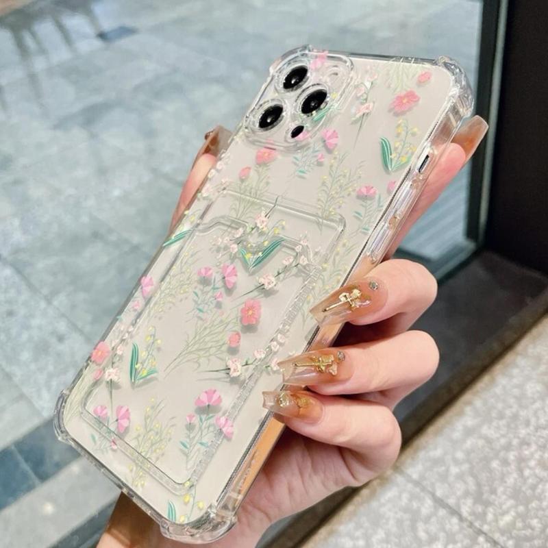 Floral Pattern Phone Case, Cute Decorative Phone Protector Cover, Phone Accessories Compatible With iPhone Series, Phone Cases