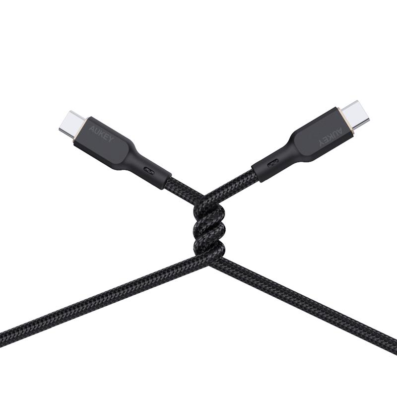 AUKEY CB-KCC102 Cable USB-C to USB-C 100W  6ft New Nylon Braided Cable with Kevlar Core iPhone&Android Macbook Pro Samsung Cellphone Smartphone