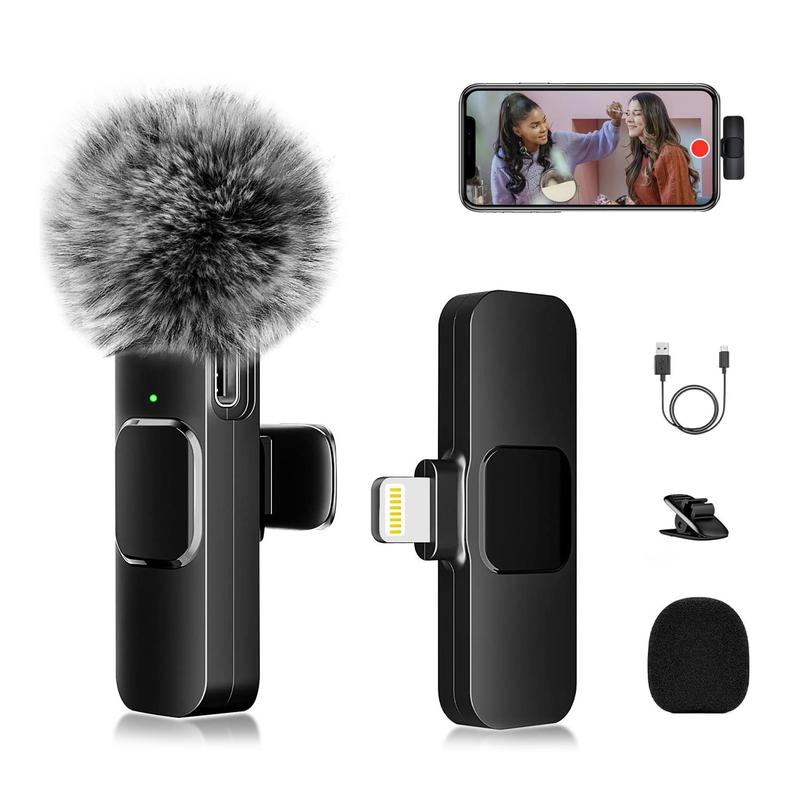 1 count  Professional Wireless Lavalier Lapel Microphone for iPhone, Android, iPad - Cordless Omnidirectional Condenser Recording Mic for Interview Video Podcast Vlog