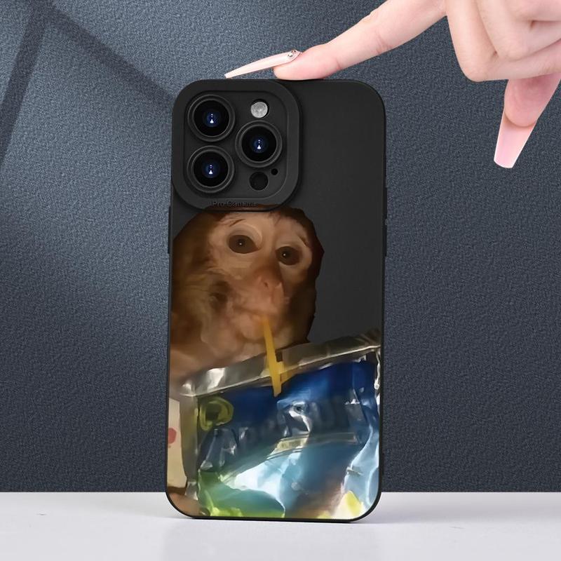 Fall Cute Monkey Design Phone Case, 1 Count Anti-fall Fully Edged Mobile Phone Case, Shockproof Phone Cases for iPhone XR 11 12 13 14 15 Pro Max