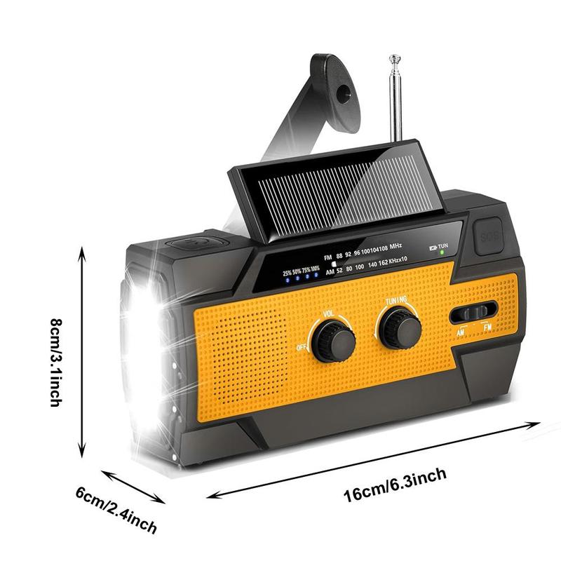 Solar Powered Emergency Hand Crank Radio, Summer 4000mAh Hand Crank FM AM Radio with Flashlight, Portable Radio, Weather Alert Audio Radio Tools, Phone Charger