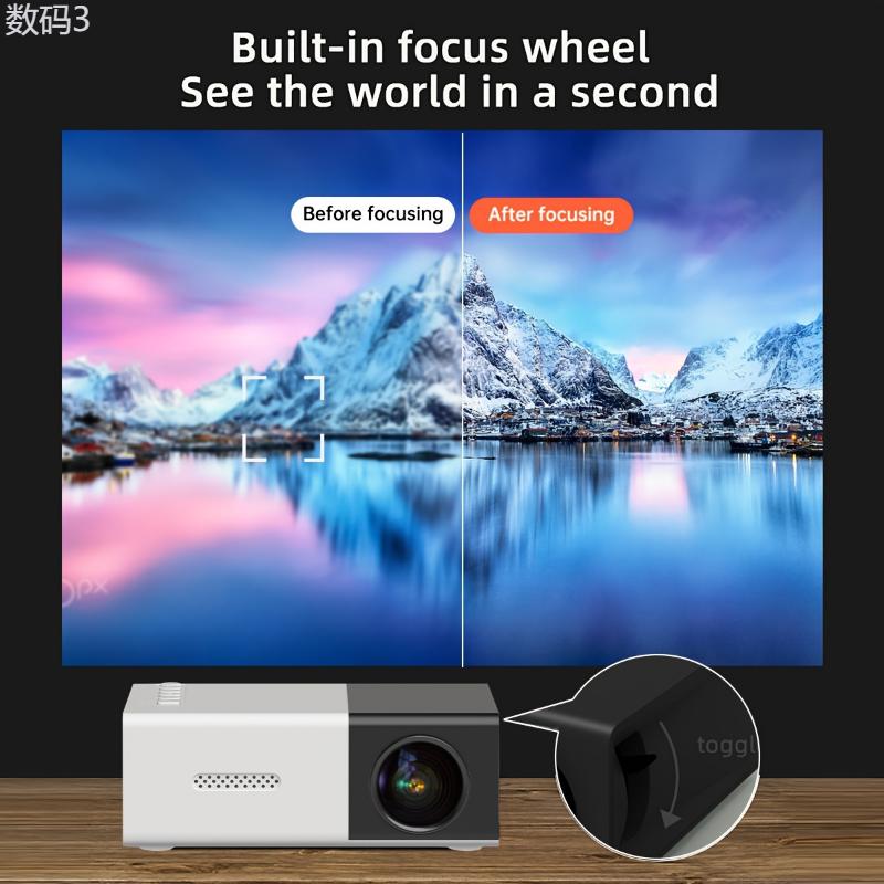 3000+ Lumens Stunning Mini Projector with 3D Visuals, Broad Compatibility, Handy Remote Control for Immersive Home Cinema Experience, Compact Design, US Plug Audio Mount Audio Mount Portable Portable Portable