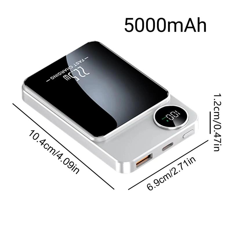 Portable Wireless Power Bank for Music Festival, 22.5W Magnetic Fast Charging Mobile Charger, Digital Display 5000mAh Power Bank, Phone Accessories