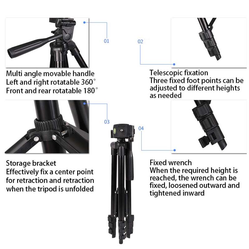 Portable Tripod Stand with Storage Bag, 1 Box Music Festival Adjustable Photography Floor Stand for Phone Holder, Projector, Fill Light & Telescope