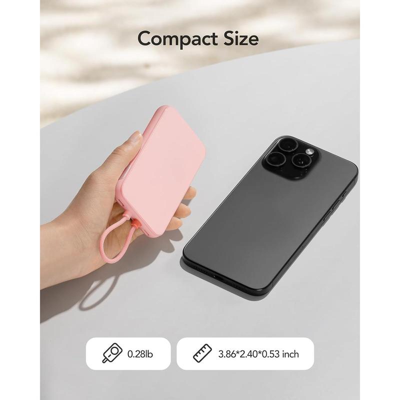 Portable Charger, 5000mAh Fast Charging Power Bank Built in for iPhone Cable, Digital Display Battery Pack Compatible with iPhone 14 14 Pro Max 13 13 Pro Max 12 11 XR X (No-Wireless)