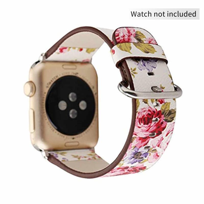 GIROUETTE Fashion Flower Pattern Watch Band (Band Only), Replacement Watch Band Compatible with iWatch Series 9 8 7 6 5 4 3 2 1, Smart Watch Accessories