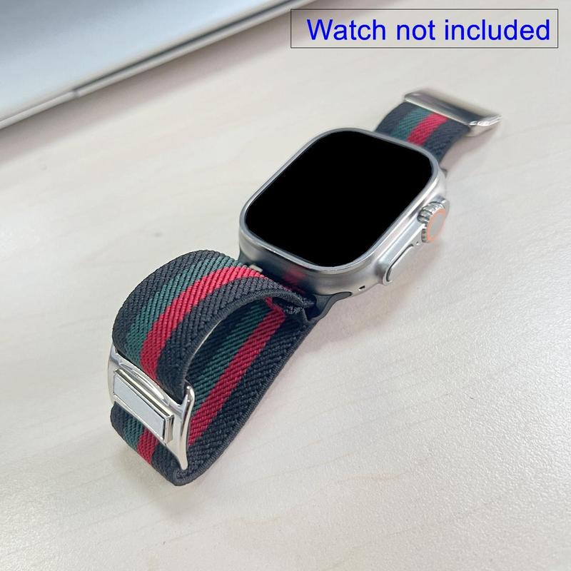 Colorblock Elastic Nylon Watch Band, 1 Count Fashion Replacement Watch Band for Women & Men, Wearable Accessories for iWatch Series