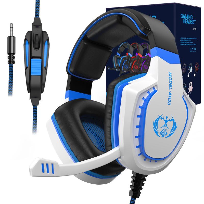 Wired Over-ear Design Gaming Headset, Noise Cancelling Headphone with Microphone, Stereo Sound Gaming Headset for PC, Tablet & Mobile Phone, Gaming Room Supplies