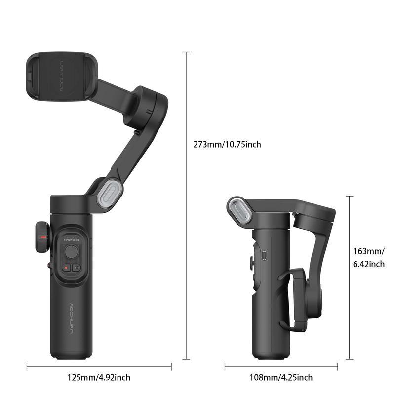 AI Tracking Phone Gimbal Stabilizer, 3-Axis Smartphone Foldable Gimbal for iPhone, Gimbal with Focus Wheel Vlog Stabilizer for iPhone 15 14 Pro Max & Android, Cellphone Accessories Selfie Folding