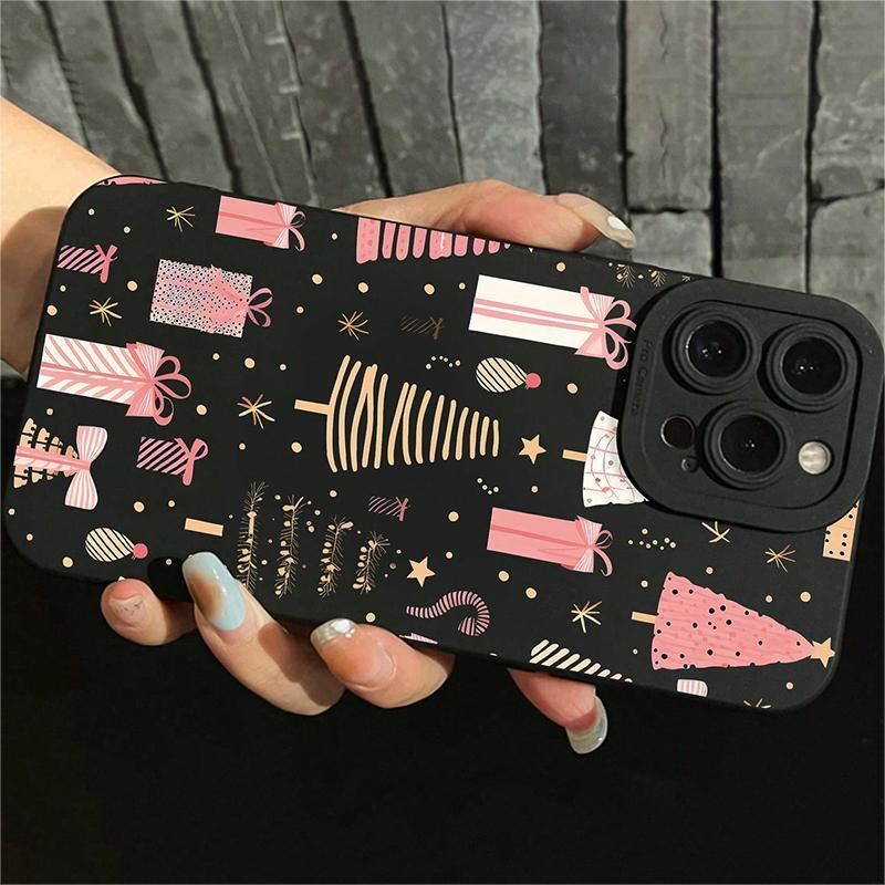 Christmas Tree & Gift Box Pattern Phone Case, Anti-drop Shockproof Phone Protective Cover, Phone Accessory Compatible with iPhone