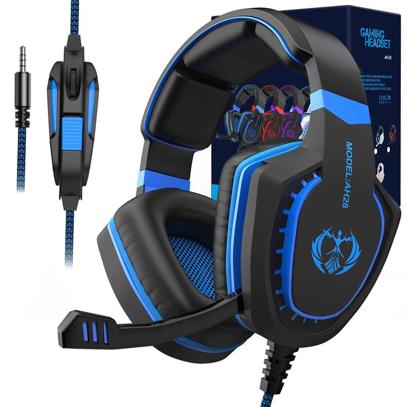 Wired Over-ear Design Gaming Headset, Noise Cancelling Headphone with Microphone, Stereo Sound Gaming Headset for PC, Tablet & Mobile Phone, Gaming Room Supplies