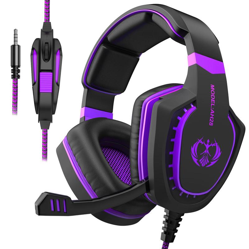 Wired Over-ear Design Gaming Headset, Noise Cancelling Headphone with Microphone, Stereo Sound Gaming Headset for PC, Tablet & Mobile Phone, Gaming Room Supplies