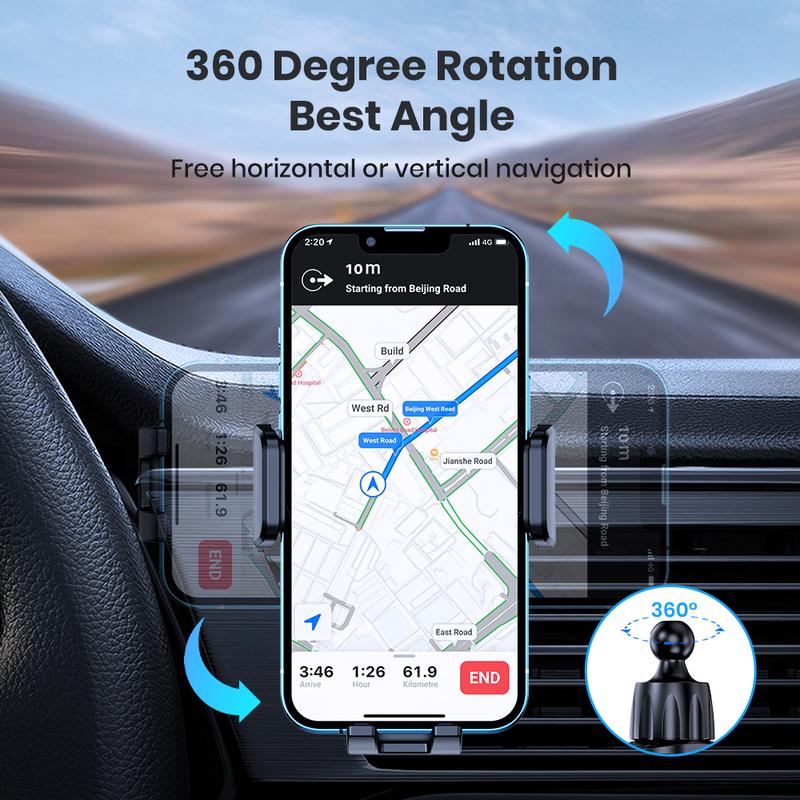 Car Phone Holder Mount,TOPK Upgrade Auto Locking Universal Phone Stand Holder with Hook Clip for Car Air Vent for iPhone Samsung