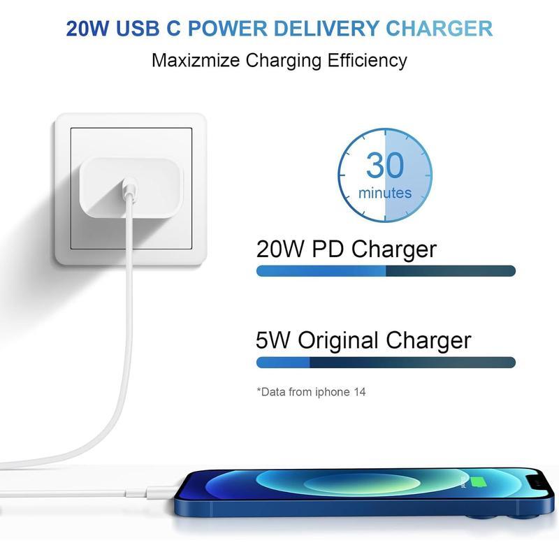 Fast Charger + Type-C  Usb-C to Lightning Cable for iPhone Charging Cellphone Electronic Smartphone Mobile, For Lightning Device