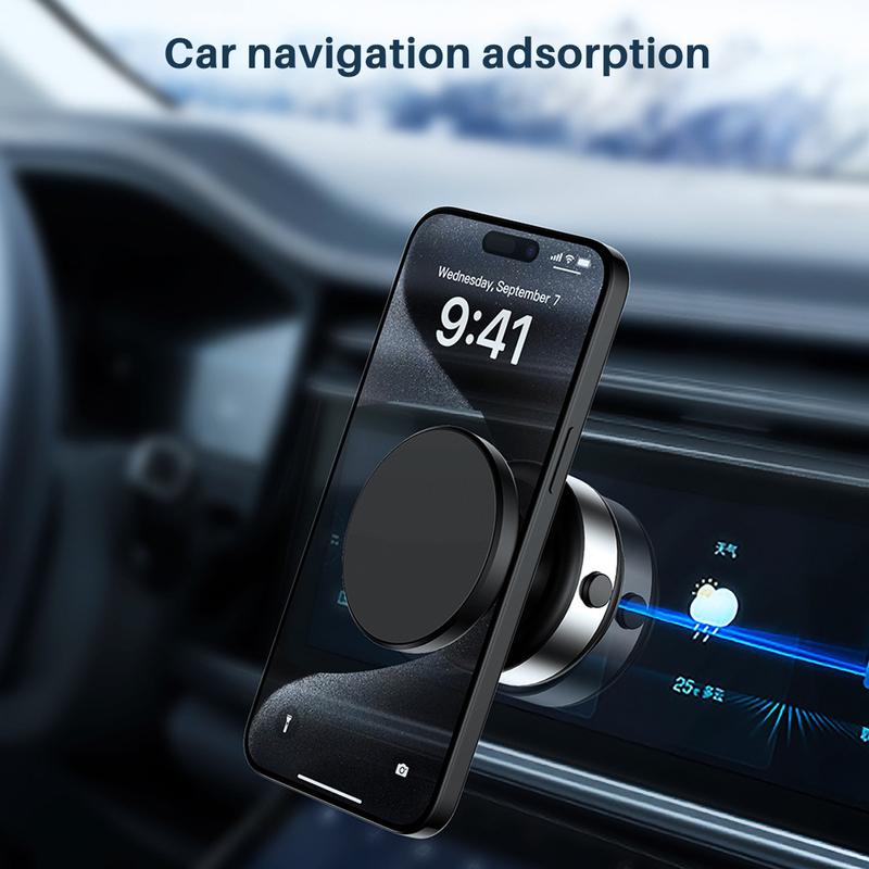 Vacuum Magnetic Suction Cup Phone Mount, Hands-Free Magnetic Suction Mount for Car Gym Mirror Smooth Surface, Shower Phone Holder for Magsafe iPhone 16 15 14 13 12 & All Phones, Silver