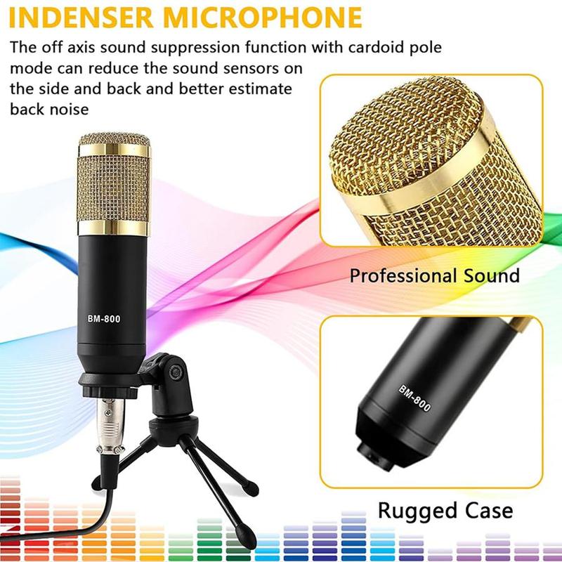 Portable Microphone Kit, USB Rechargeable Streaming Microphone Kit with Audio Mixer & Condenser Recording Microphone, Condenser Mic Set, Podcast Microphone Set for Livestreaming, Podcasting, Studio Equipment