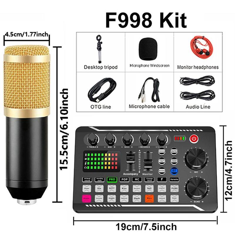 Portable Microphone Kit, USB Rechargeable Streaming Microphone Kit with Audio Mixer & Condenser Recording Microphone, Condenser Mic Set, Podcast Microphone Set for Livestreaming, Podcasting, Studio Equipment