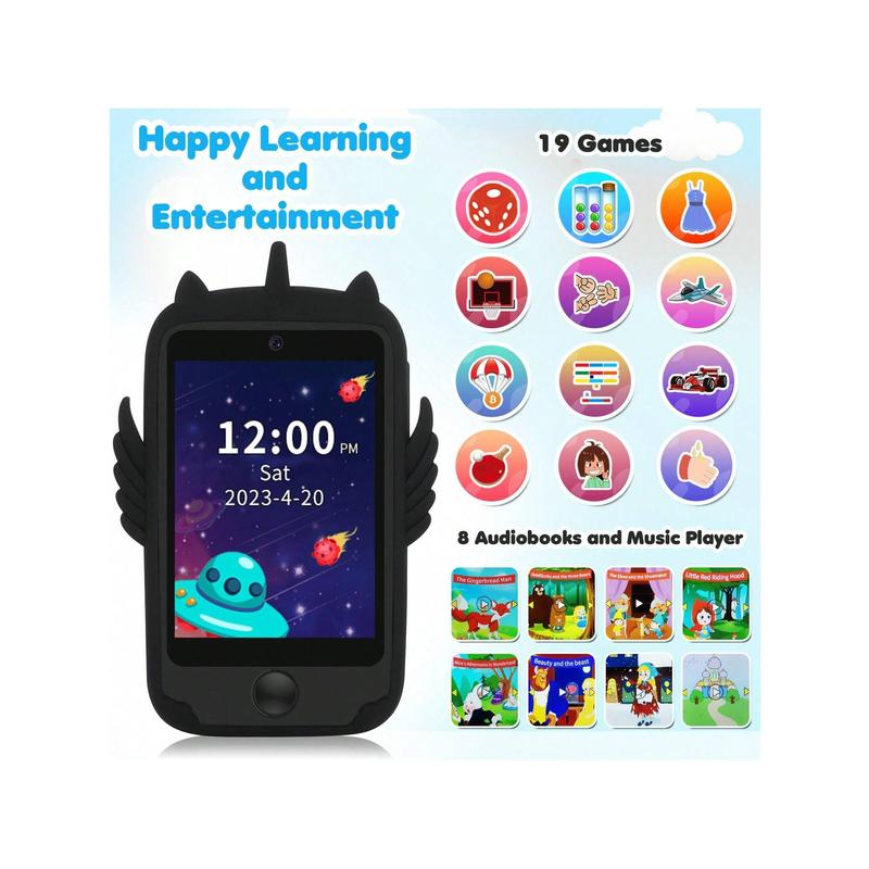 Kids Smart Phone With Calls SOS, 2.8'' Touchscreen Phone With SD Card For Age 3-12 Girls Boys, 19 Learning Games, MP3 Music Player Camera Smartphone Smart Watch Adjustable Charging