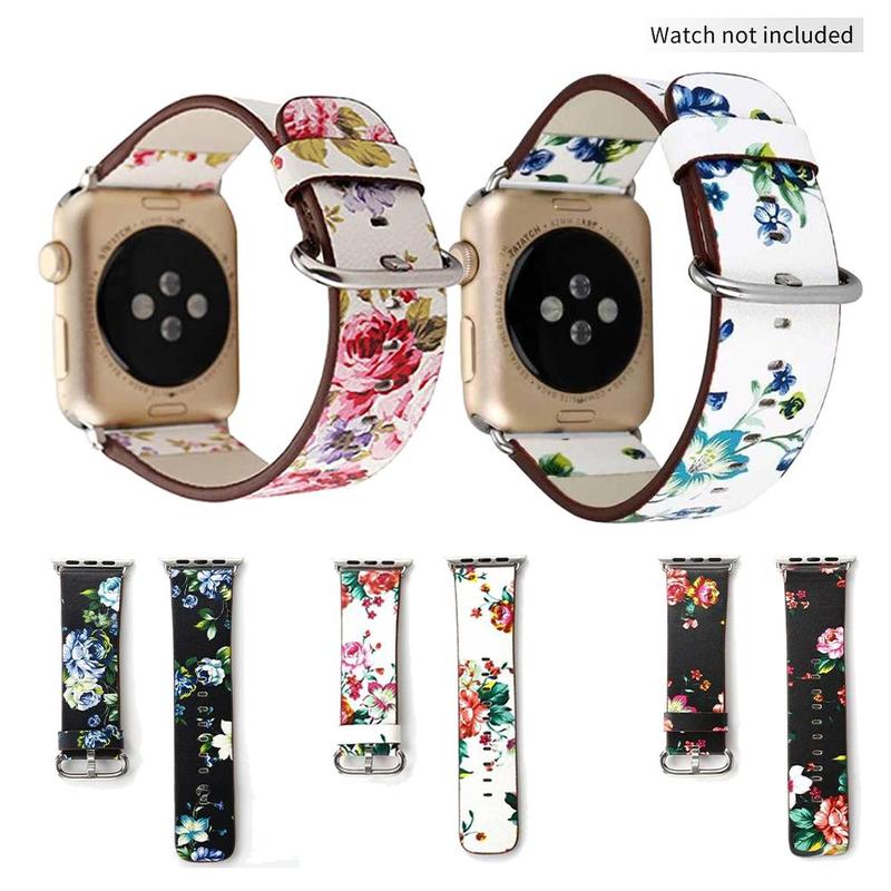 GIROUETTE Fashion Flower Pattern Watch Band (Band Only), Replacement Watch Band Compatible with iWatch Series 9 8 7 6 5 4 3 2 1, Smart Watch Accessories