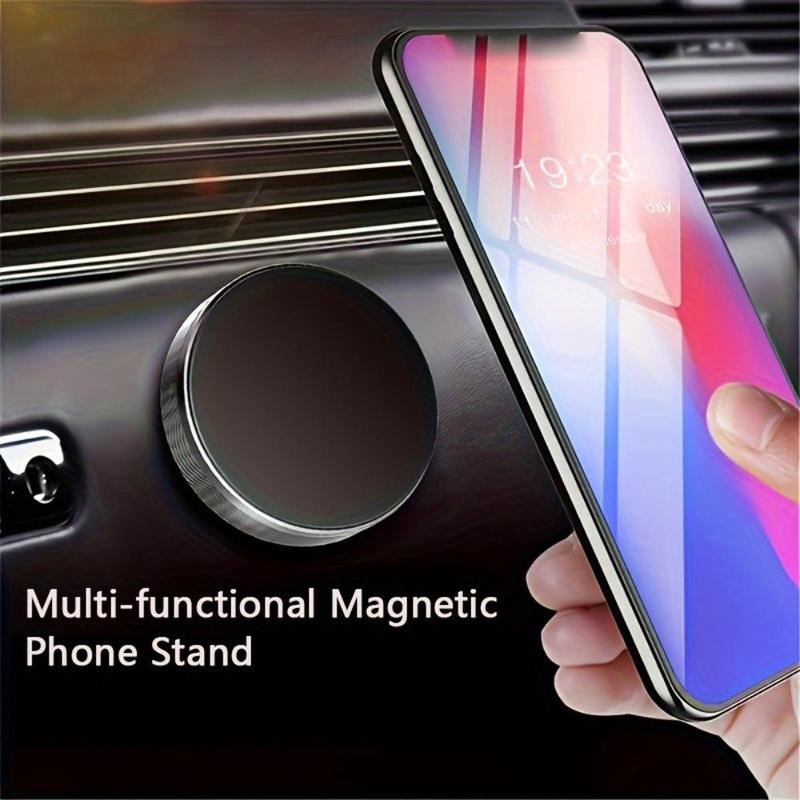 Round Magnetic Car Mobile Phone Stand, 1 Count Creative Car Magnet Mobile Phone Holder, Mini Car Mount Holder, Universal Car Interior Accessories