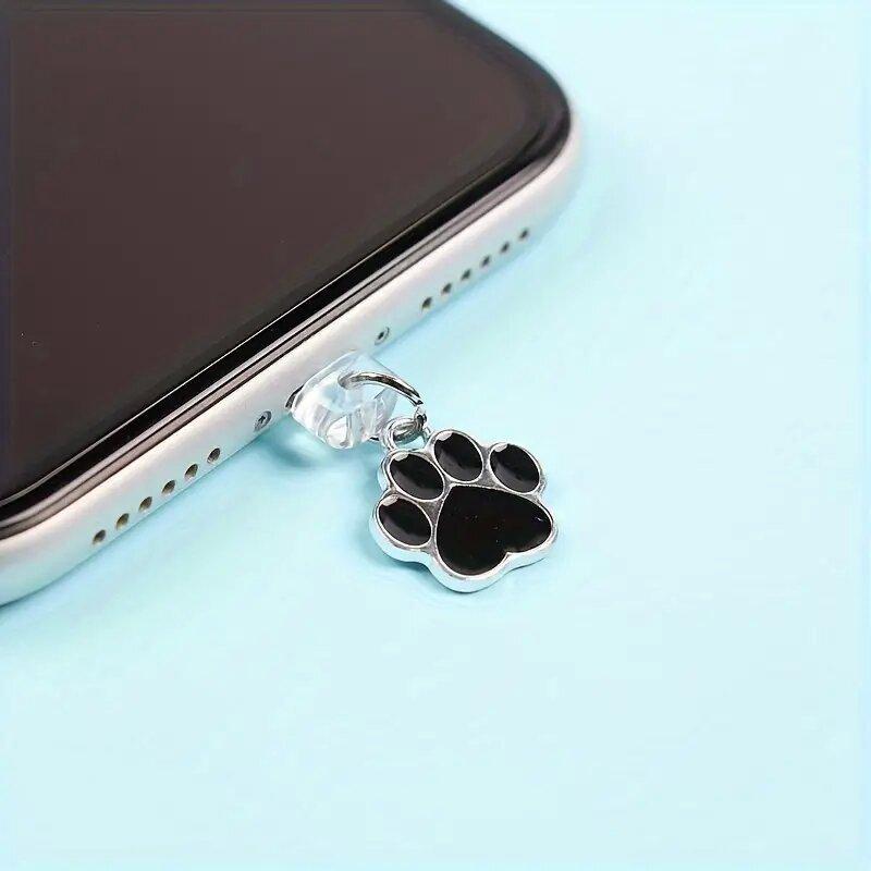 Cute Cat Paw Design Phone Dust Plug, 1 Count Phone Dust Plug Decoration, Phone Accessories for iPhone & Type-C Interface, Mobile Phone Accessories