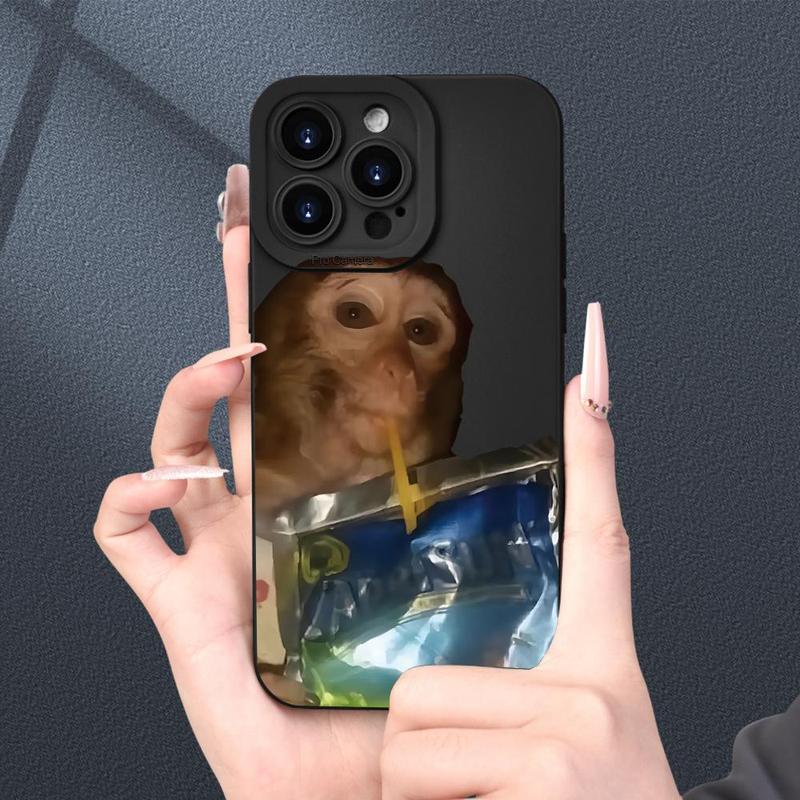 Fall Cute Monkey Design Phone Case, 1 Count Anti-fall Fully Edged Mobile Phone Case, Shockproof Phone Cases for iPhone XR 11 12 13 14 15 Pro Max