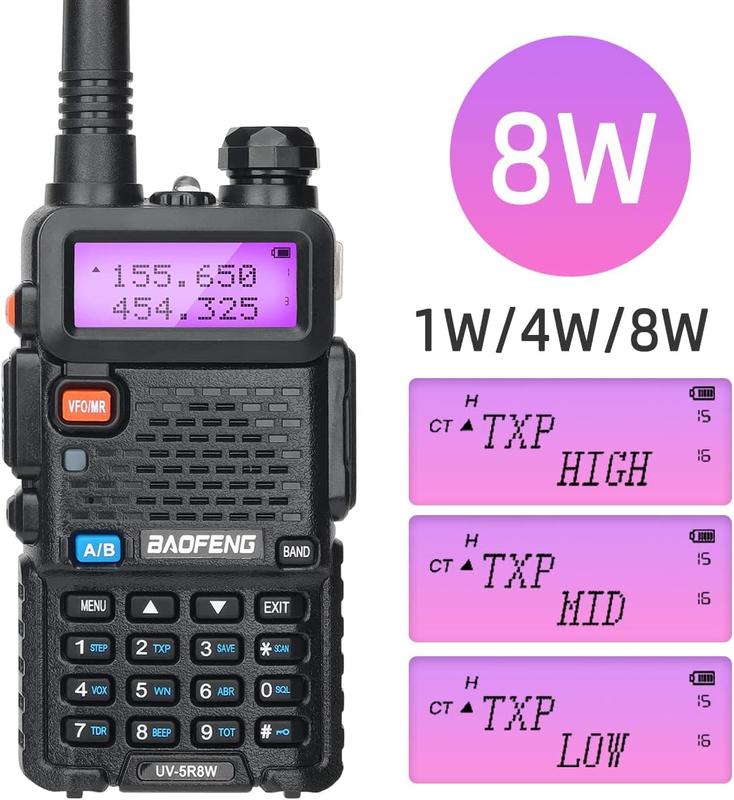 2PCS Baofeng UV-5R 8W High Power Ham Radio Dual Band Long Range Two Way Radio Walkie Talkie Handheld with Earpiece