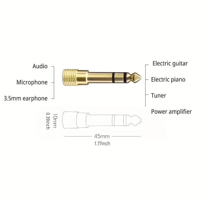 3.5mm to 6.5mm Jack Audio Adapter, High Quality Audio Adapter for Stereo AUX Conversion, Music Accessories for Home & Studio