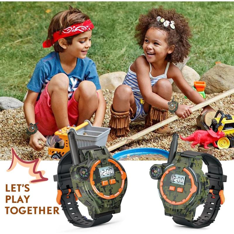 Rechargeable Walkie Talkies for Kids Radio Walky Talky with Flashlight Children Outdoor Game Interphone Gifts for Boy and Girl (2 Pieces)