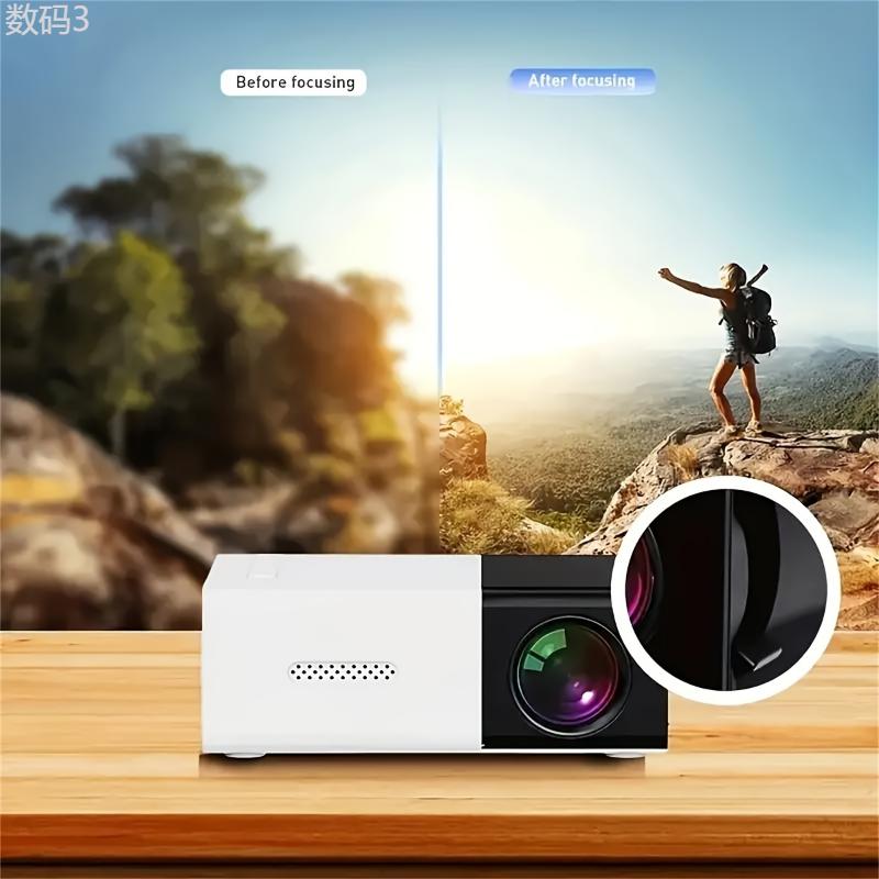 3000+ Lumens Stunning Mini Projector with 3D Visuals, Broad Compatibility, Handy Remote Control for Immersive Home Cinema Experience, Compact Design, US Plug Audio Mount Audio Mount Portable Portable Portable