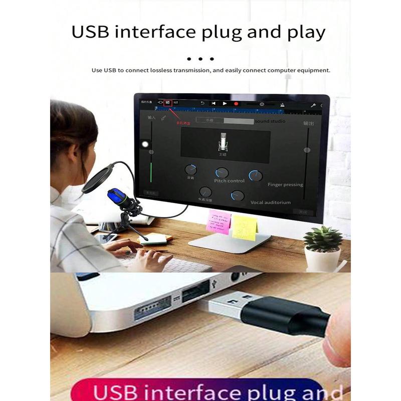 With USB Microphone Wave Sound Wave Live Streaming Video Game Microphone, Compatible With Various Live Streaming Platforms And Gaming Devices.