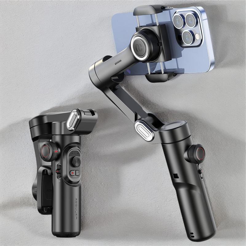 AI Tracking Phone Gimbal Stabilizer, 3-Axis Smartphone Foldable Gimbal for iPhone, Gimbal with Focus Wheel Vlog Stabilizer for iPhone 15 14 Pro Max & Android, Cellphone Accessories Selfie Folding