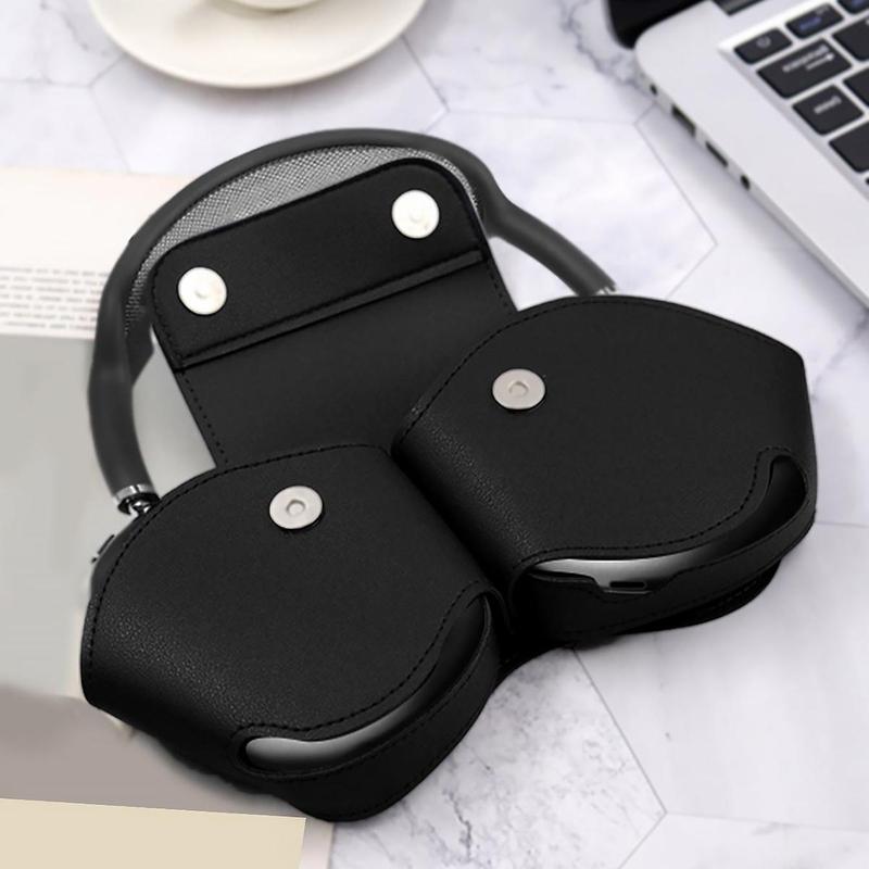 Solid Color PU Leather Headphone Case, Premium Earphone Headset Protector, Earphone Protective Cover Compatible with AirPods Max