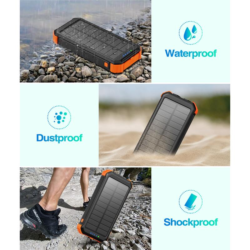 45800mAh Solar Charger Power Bank, Portable Phone Charger with USB C in output, 5V3.1A QC 3.0 Fast Charging for Cellphone, External Battery Pack Compatible with iPhone Samsung Google etc