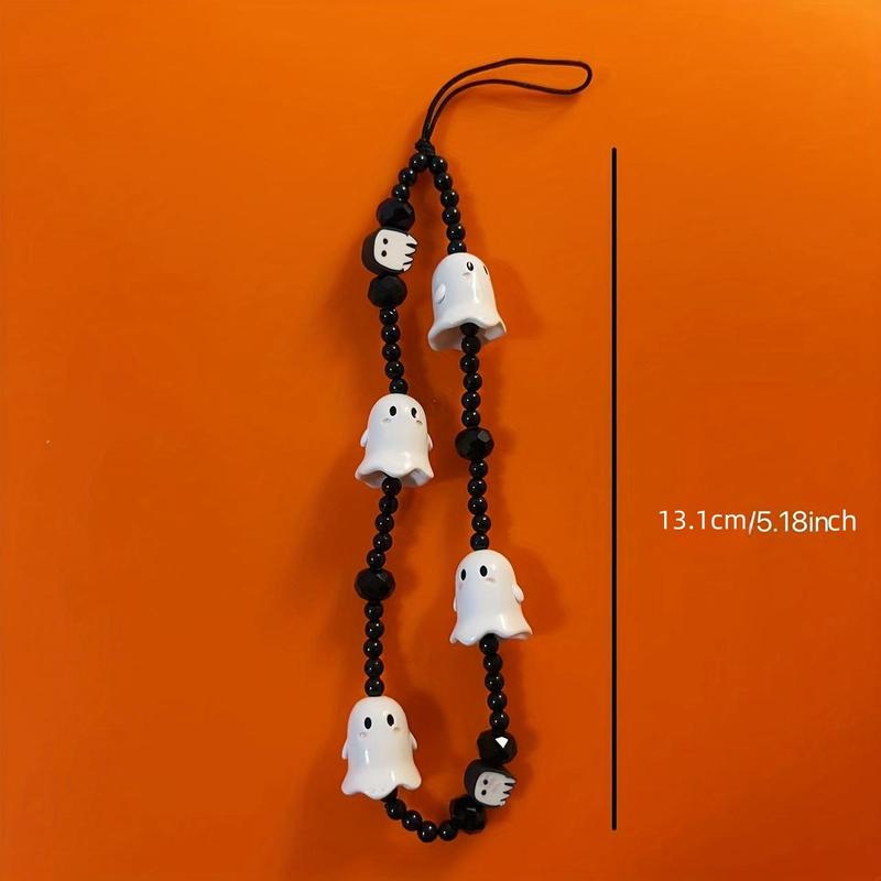 Ghost Design Beaded Phone Chain, Ghost Phone Lanyard, Phone Strap for Women & Girls, Mobile Phone Decoration Accessories