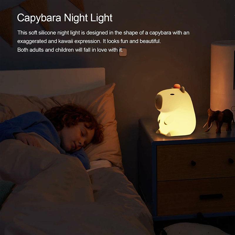 Cartoon Capybara Design Night Light， USB Rechargeable Animal Shaped Night Light, Portable Touch Control Light For Bedroom, Living Room